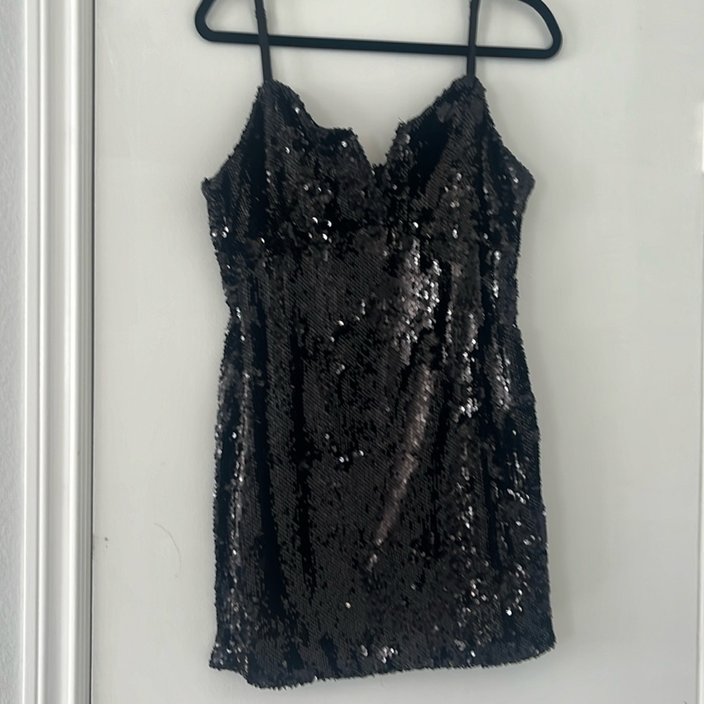 Fanco Black Sequin Formal Dress
